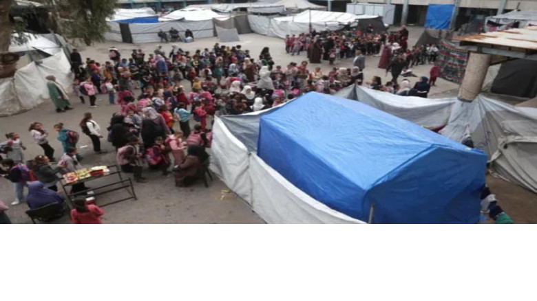 গুলির শব্দের মধ্যেই শিক্ষা: গাজার তাঁবুর স্কুলে শিশুর জীবনঝু