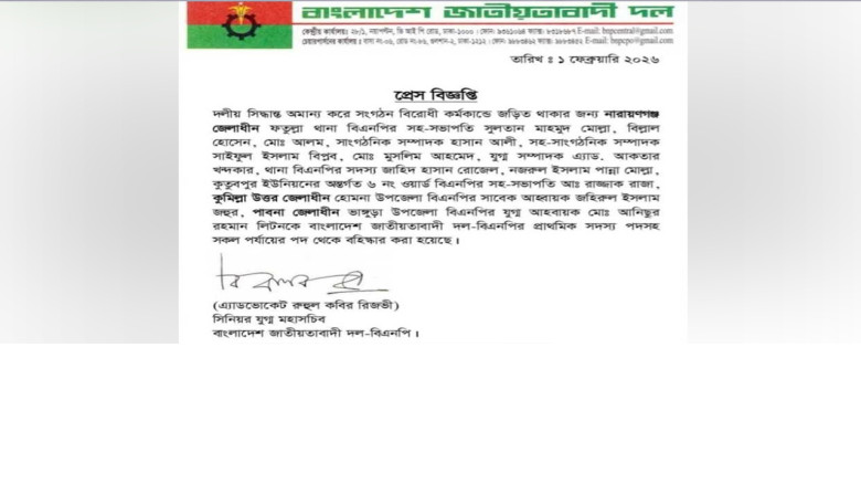 নারায়ণগঞ্জে বিএনপির ১০ নেতাকর্মী বহিষ্কার