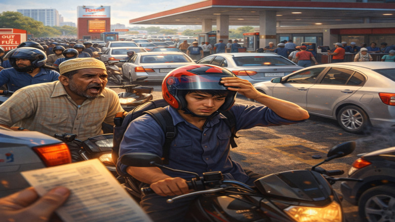 তেলের জন্য রাজধানীতে ভোগান্তি, পাম্পে দীর্ঘ সারি