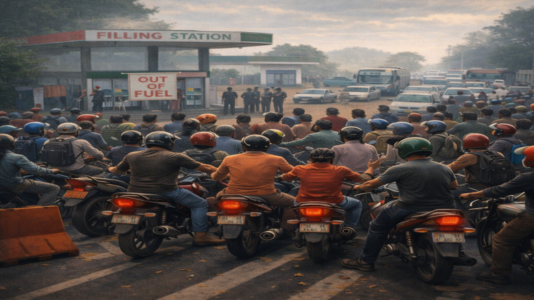 ইসলামপুরে ফিলিং স্টেশন বন্ধে মোটরসাইকেল চালকদের সড়ক অবরোধ