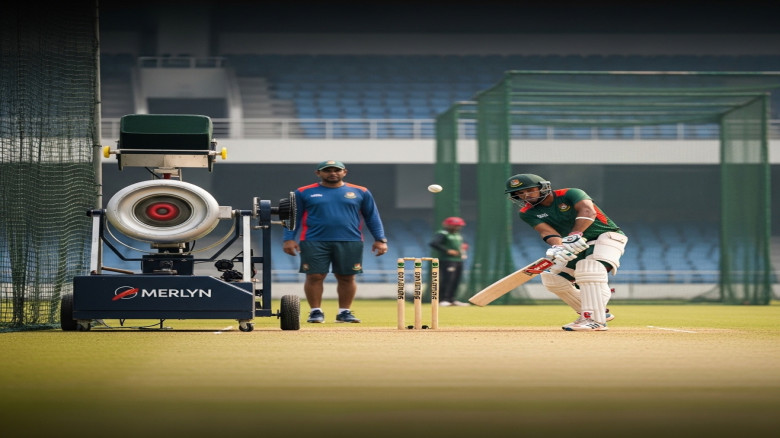 মিরপুরে জাতীয় স্কিল ক্যাম্পে প্রথম স্পিন বোলিং মেশিনের ব্যবহ