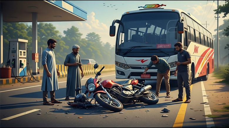 বাগেরহাটে পেট্রল নেয়ার পথে বাসের ধাক্কায় যুবক নিহত