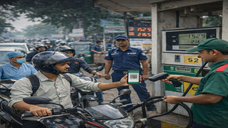 চাঁপাইনবাবগঞ্জে ফিলিং স্টেশনে অ্যাপের মাধ্যমে তেল বিক্রি শুর