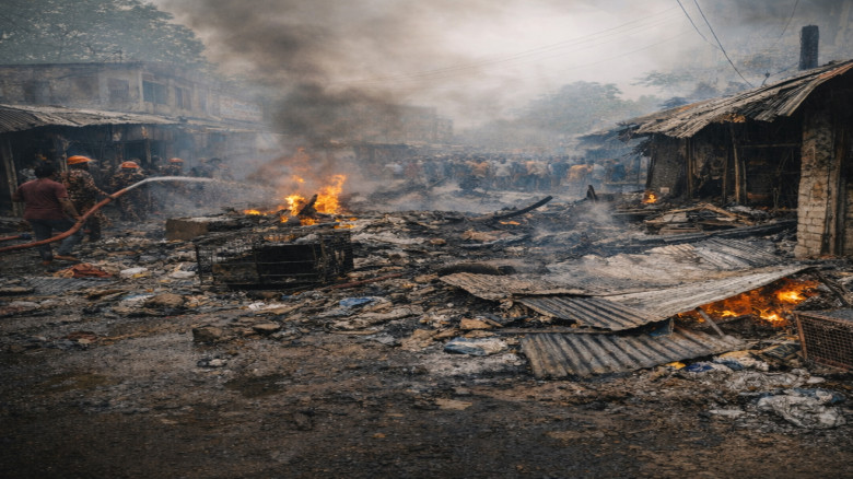 পিরোজপুরে আগুনে ছয়টি দোকান পুড়ে ছাই