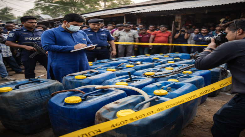 রানীরহাট বাজারে অভিযান, জব্দ ২৫০০ লিটার ডিজেল