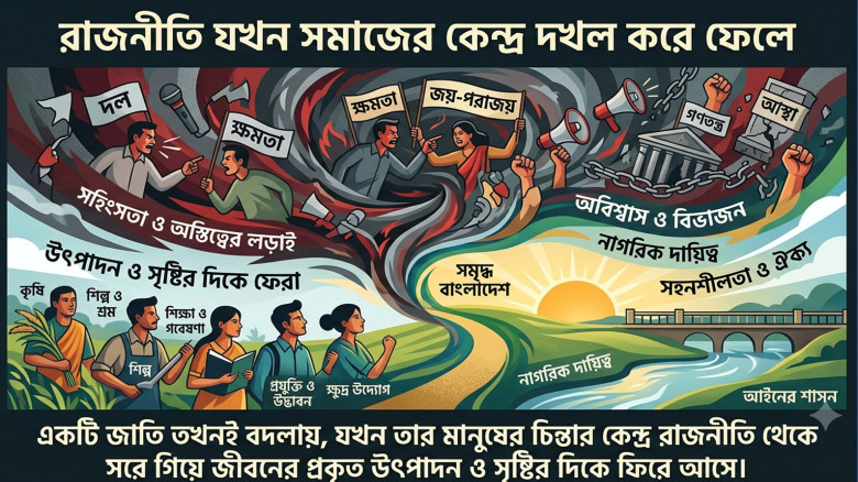 রাজনীতি যখন সমাজের কেন্দ্র দখল করে ফেলে