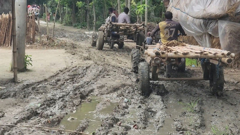 নড়াইলে বর্ষায় কাদার সাগরে গ্রামীণ সড়ক, দুর্ভোগে হাজারো মানুষ