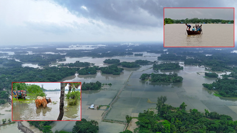 টানা বর্ষণে তলিয়ে গেছে হাতিয়ার নিম্নাঞ্চল, পানিবন্দি অর্ধলাখ