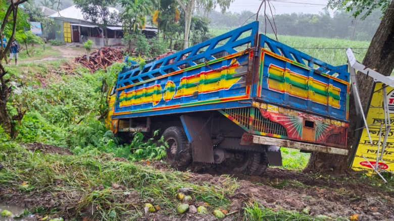 ভ্যানকে চাপা দিয়ে খাদে ট্রাক, নিহত ১